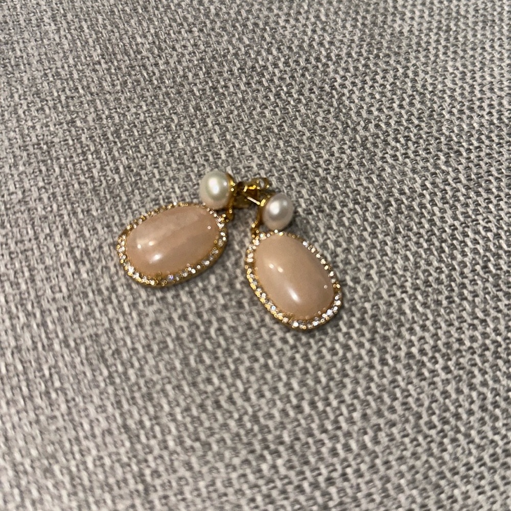 NWOT NEW J. CREW pearl semi precious stone quartz earrings